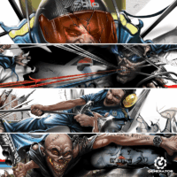 Martini Porsche Trailer Graphics. Artwork by Mike Lovell.