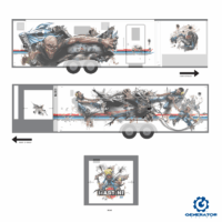 Martini Porsche Trailer Mockup in Illustrator. Artwork by Mike Lovell.