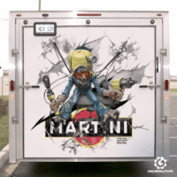 Martini Porsche Trailer Final Back. Artwork by Mike Lovell.