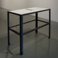 Superstratum (Stone)
table: 46” x 38” x 22”, painted stone: 9.5” x 1” x 4.5”
oil paint over entire surface of stone slab, stone countertop (same type of stone as the slab) Superstratum (Stone) table: 46” x 38” x 22”, painted stone: 9.5” x 1” x 4.5” oil paint over entire surface of stone slab, stone countertop (same type of stone as the slab)