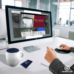 Calframax Technologies Website Person sitting at a desk looking at the Calframax Technologies Website.