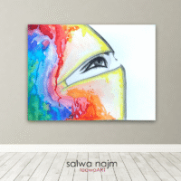 Rainbow Niqab, Watercolour Rainbow Niqab, Watercolour