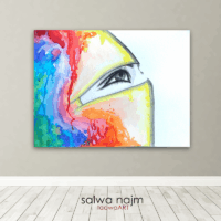 Rainbow Niqab, Watercolour Rainbow Niqab, Watercolour