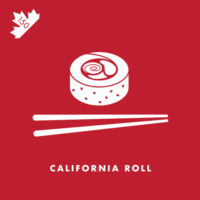 Chef Hidekazu Tojo is credited with creating this “inside-out sushi” in British Columbia. Containing cucumber, crab meat or imitation crab, and avocado, it was a favourite of of out-of-towners from Los Angeles, California, which may have contributed to the name.