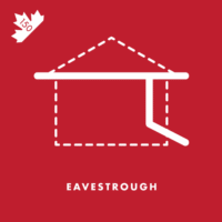 What Canadians call the rain gutters that run along roof edges.