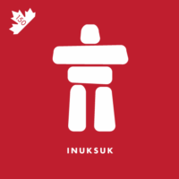 Also spelled Inukshuk. Found throughout Canada, these structures vaguely resemble the human form. Built of stones, the Inuit traditionally constructed these as important landmarks. Today, they are often built by travellers along Canadian highways.