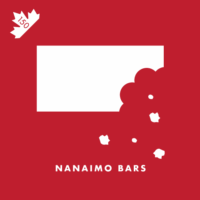 A no-bake bar dessert named after the city of Nanaimo, British Columbia, made of a wafer crumb layer, a layer of custard flavoured butter icing, and a layer of melted chocolate.