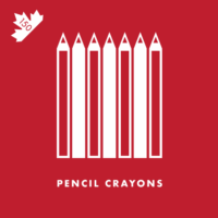 A Canadian mashup between the French “crayon de couleur” and English “coloured pencils.”