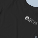 Men's crew neck t-shirt mockup, closeup.