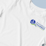 Men's crew neck t-shirt mockup, closeup.